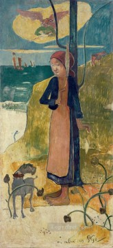  Breton Painting - Joan of Arc or Breton girl spinning Paul Gauguin